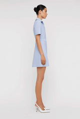 SCANLAN THEODORE Milano Pleat Dress - Blue US6 NZ10