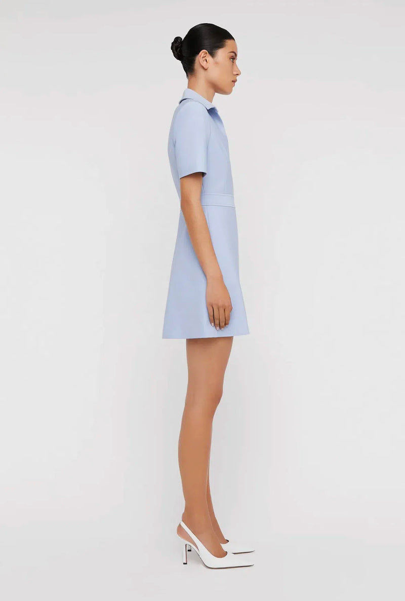 SCANLAN THEODORE Milano Pleat Dress - Blue US6 NZ10