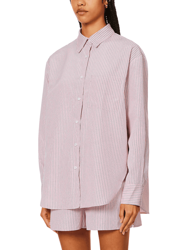 FRANKIE SHOP  Lui Oxford Shirt / Pink & Black Stripe SzXS