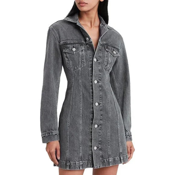 HELMUT LANG Denim Mini Dress / Charcoal  - Medium