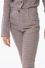 MCQ ALEXANDER MCQUEEN Gingham Crinkled Linen Check Pants SzS