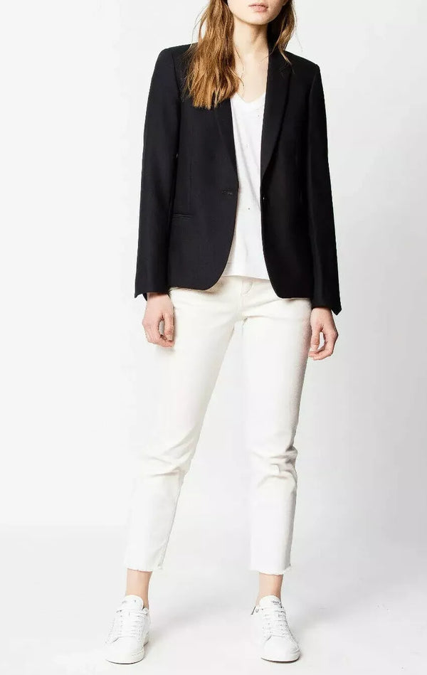 ZADIG & VOLTAIRE Victor Love Diamanté Blazer - Marine Sz34 NZ6