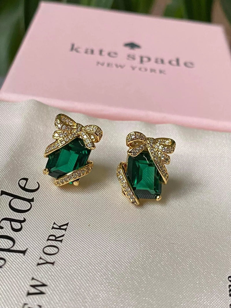 KATE SPADE Pavé Present Studs - Emerald