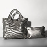 Woven Vegan Leather Tote - Various Colours