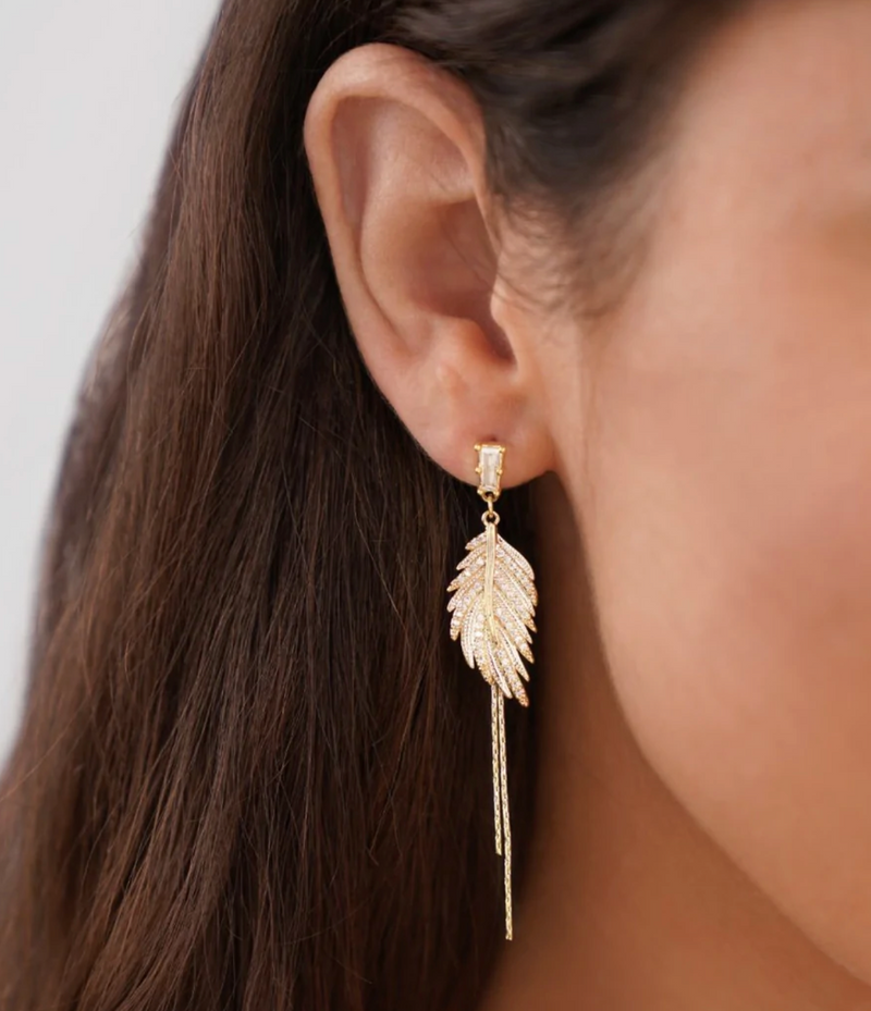 Feather Drop Earrings